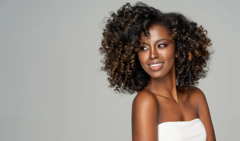 beautiful dark skinned female in studio